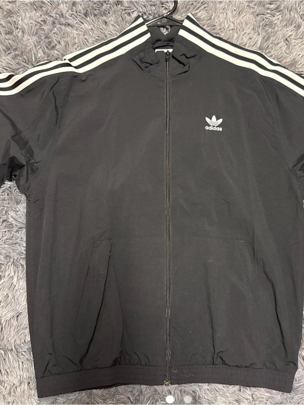 adidas Black Track Jacket with White Shoulder Stripes